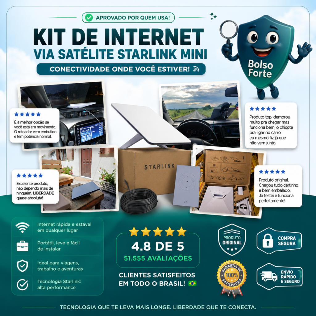 Destaca-se Imagem Enviada e Avaliada por Compradores do Kit De Internet Via Satelite Starlink Mini