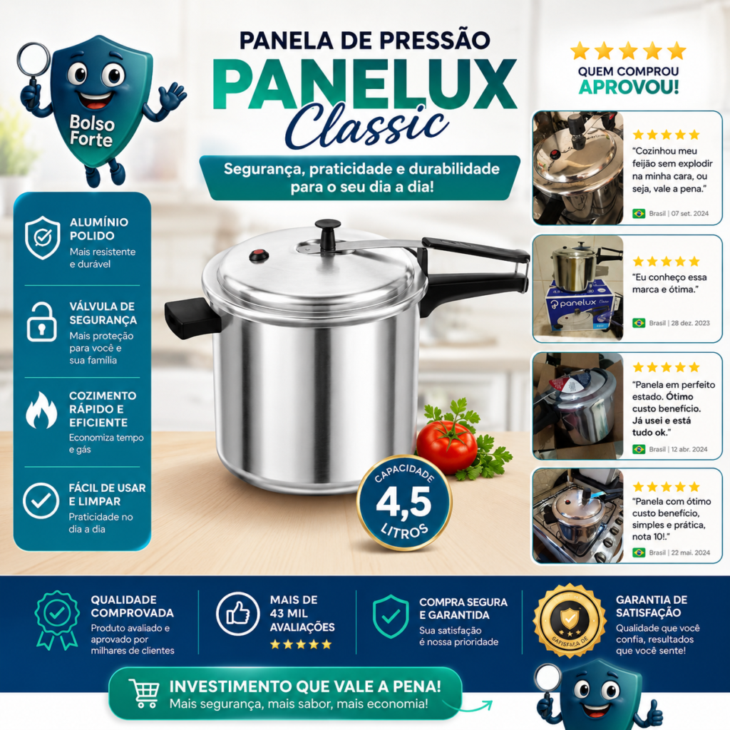 Destaca-se Imagem Enviada e Avaliada por Compradores da Panela De Pressão Panelux Classic 4,5 Litros