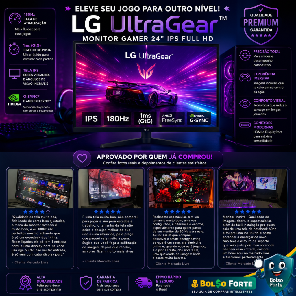 Monitor Gamer LG UltraGear 24 Real Destaca-se Imagem Enviada e Avaliada por Compradores do Monitor Gamer LG UltraGear 24